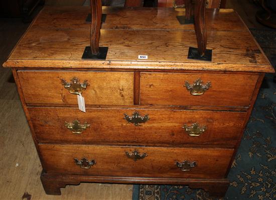 18th century oak chest of drawers (reduced in height)